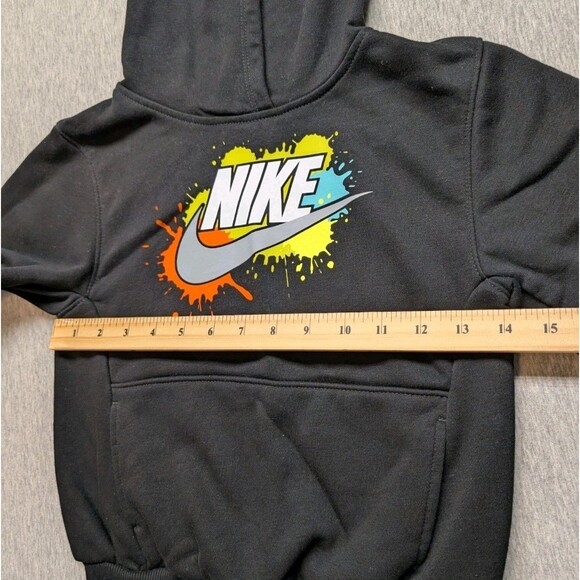 Nike Long Sleeve Fleece Graphic Hoodie Black Green Size 5-6 Years Old - Picture 4 of 6